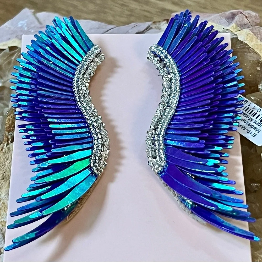 NWT Mignonne Gavigan Madeline Light Metallic Purple Statement Earrings - Picture 10 of 16